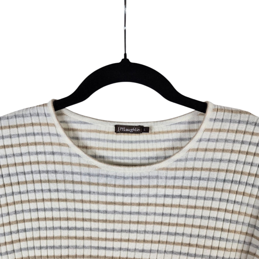 J. Mclaughlin Striped Ivory Button Cuff Light Kni… - image 3